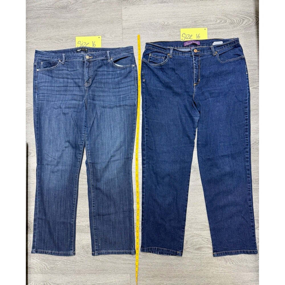 Style&Co Women’s Jeans Lot 2 Size 16 Blue Denim Straight Leg Mid Rise